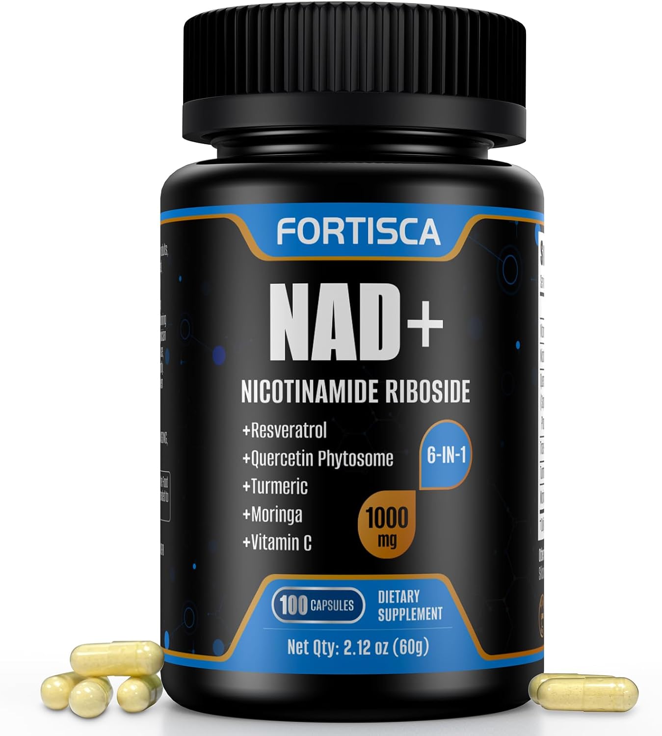 NAD+ Supplement 1000mg, Liposomal NAD Supplements with Resveratrol, 6 in 1 NMNH Supplement Alternative High Purity NAD Plus for Men and Women Energy & Healthy Aging – 100 Capsules