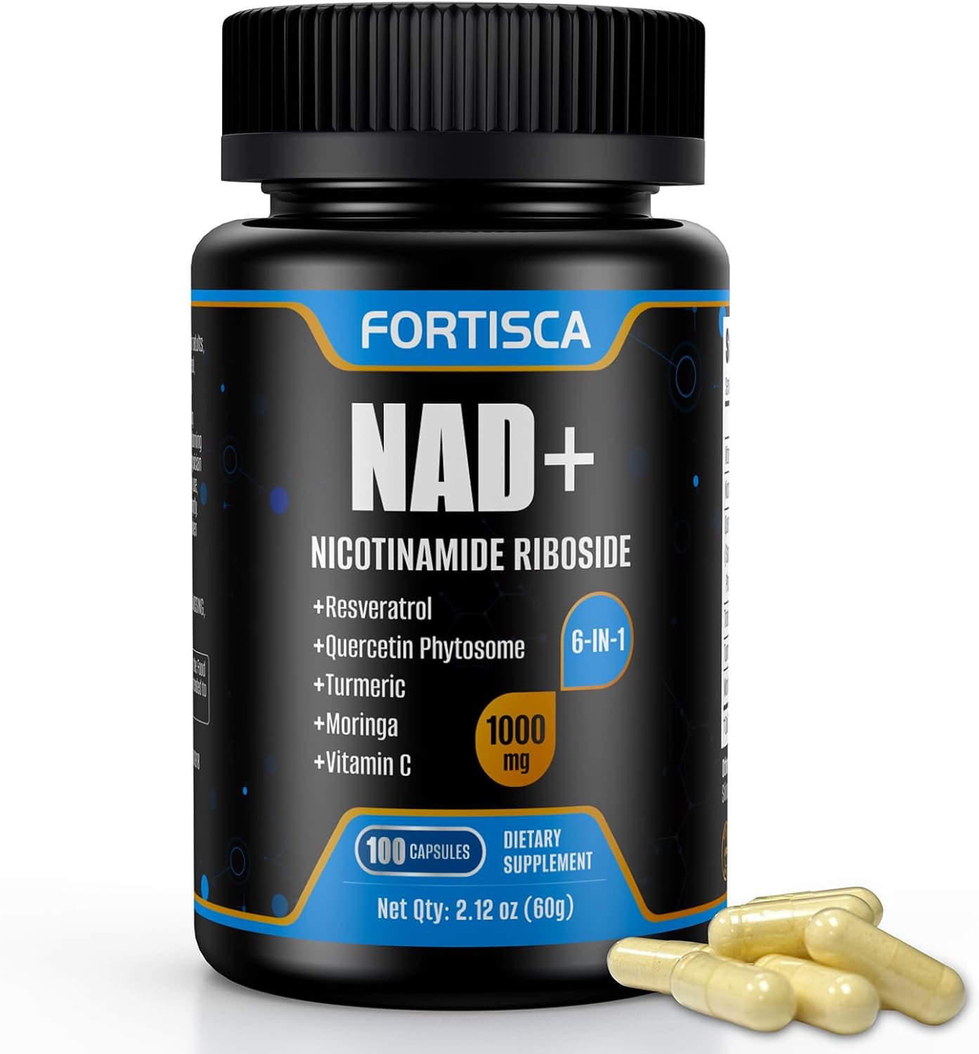 NAD+ Supplement 1000mg, Liposomal NAD Supplements with Resveratrol, 6 in 1 NMNH Supplement Alternative High Purity NAD Plus for Men and Women Energy & Healthy Aging – 100 Capsules