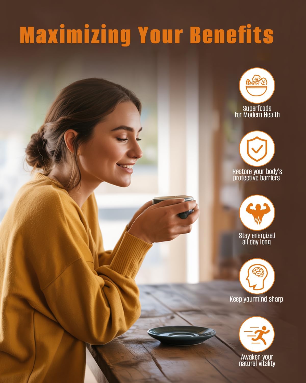 Mushroom Coffee, Instant Mushroom Coffee with Cordyceps, Reish, King Trumpet, Shitake, Turkey Tail, Lions Mane for Energy, Focus, Mood & Immune Support 210g