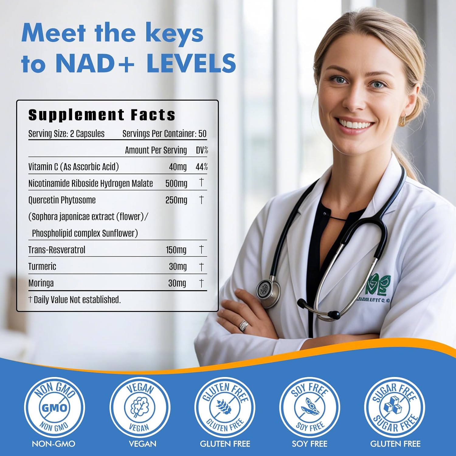 NAD+ Supplement 1000mg, Liposomal NAD Supplements with Resveratrol, 6 in 1 NMNH Supplement Alternative High Purity NAD Plus for Men and Women Energy & Healthy Aging – 100 Capsules