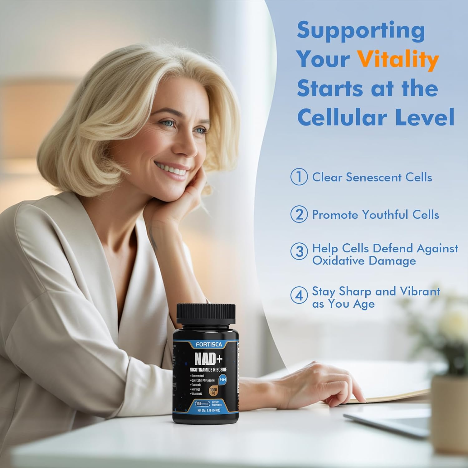 NAD+ Supplement 1000mg, Liposomal NAD Supplements with Resveratrol, 6 in 1 NMNH Supplement Alternative High Purity NAD Plus for Men and Women Energy & Healthy Aging – 100 Capsules